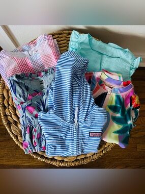 Girls Size 4 Vineyard Vines Tea Collection Lot 5pc Dress Rashguard Swim